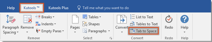 Converteer snel alle tabs-tekens naar spaties in Word