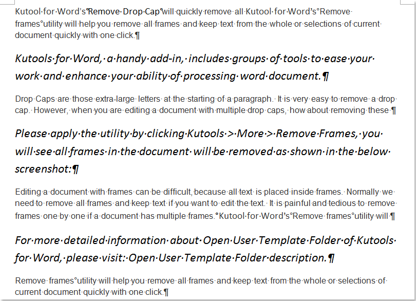 Quickly remove all frames and keep text from document in Word