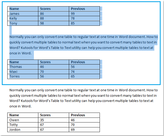 Quickly convert multiple tables in document to plain text in Word